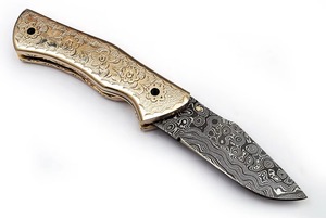 Handmade Forged Sharp Hunting <b>Camping</b> Folding Knife Engraving Stainless Damascus Steel Blade Aluminum Handle OEM Customizable - Product Image 3