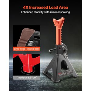 Cavalletti per auto in acciaio per impieghi gravosi da 3 tonnellate (6.600 libbre) con altezza regolabile 10.8-16.3 e doppio blocco di sicurezza - Product Image 4