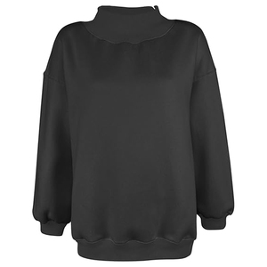 เสื้อสเวตเชิ้ตผู้หญิงทรงโอเวอร์ไซส์ ปักลายด้านหน้า คอกลม ไหล่ตก แขนยาว ทรงหลวม สีพื้น พร้อมดีไซน์ OEM - Product Image 2