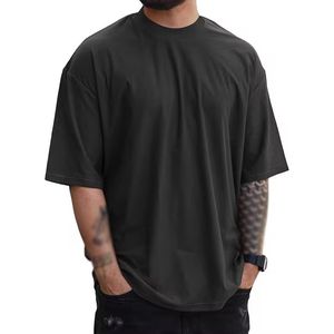 Men's 100% Cotton Regular Fit Short Sleeve O-Neck Casual <b>Tshirt</b> Breathable Quick Dry Custom Logo Printing Front Solid - Product Image 3