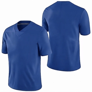 Wholesale Summer <b>Mens</b> American Football Jersey Solid Color Short Sleeve Front Outdoor Sports Training Breathable Quick Drying - Product Image 1