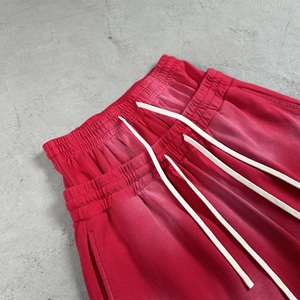 New Arrivals Summer Unisex Jogger Shorts 100% Cotton Distressed Sun Faded Double Waist <b>Layer</b> Plain Blank Sweat Shorts - Product Image 5