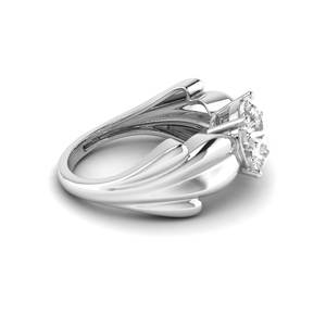 AJRETAIL Anillo de Compromiso con Diamante Cultivado en Laboratorio de 2.43 Quilates, Engaste Pavé, Oro Sólido de 14K, Chapado en Oro Blanco, Color E, Claridad VS2, Certificado IGI - Product Image 3