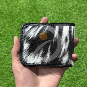 Portefeuille en cuir de vachette premium avec poils, fait main, fin, à double pli, porte-cartes, portefeuille en cuir, qualité artisanale supérieure - Product Image 1