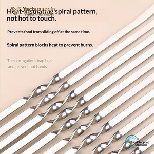 Stainless Steel <b>BBQ</b> Stick Flat Stick Outdoor Lamb Skewers <b>BBQ</b> Stick Steel Stick Iron Stick Round Stick Full Set of <b>Tools</b> <b>BBQ</b> Nee - Product Image 2