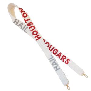 Correa de monedero con cuentas de diseño de Hail Houston, correas de bolsa de cuentas de semillas de oro blanco personalizadas, correa de cuentas personalizada para bolsos - Product Image 1