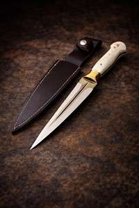 Handmade Yakut <b>Knife</b> With <b>Bone</b> <b>Handle</b> And Brass Guard Stainless Steel Spear Point Blade For Outdoor Use - Product Image 5
