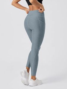 Women's Solid Athletic Knitted High Waisted Yoga <b>Leggings</b> <b>Pockets</b> Quick Dry Soft Breathable Tummy Control Non-See-Through - Product Image 4