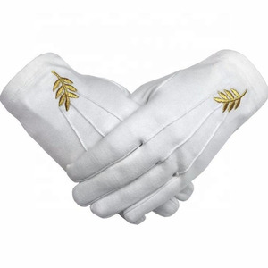 Gants en coton blancs avec broderie en feuille d'or, style décontracté pour le printemps et l'automne - Product Image 1