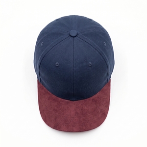 Gorra de Béisbol Exclusiva de Lujo, Bicolor Azul Marino y Marrón, con Visera de Gamuza, Seis Paneles Curvos, Estilo Dad Hat, Moda Urbana, OEM - Product Image 6