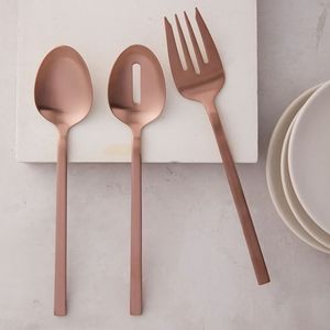 Ensemble de couverts en acier inoxydable pour décoration de mariage, décoration de la maison, table à manger, fourchette, couteau, cuillère plaqués cuivre - Product Image 1