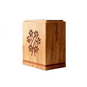 Urne funéraire en bois pour animaux de compagnie, urne commémorative pour cendres de chat et chien, urne souvenir avec motif de patte et arbre pour la mémoire - Product Image 1