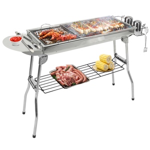1 pezzo pieghevole in acciaio inox BBQ Grill portatile barbecue a carbone per Picnic campeggio cortile cucina spedizione FedEx - Product Image 3
