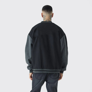 Chaqueta Varsity de Lujo para Hombre, con Logotipo Bordado Personalizado, Chaqueta Urbana de Lana Premium, Corte Holgado de Dos Tonos, 100% Algodón - Product Image 2