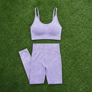 Conjunto de Yoga Lavanda con Efecto Ácido para Mujer: Sujetador Deportivo y Leggings de Cintura Alta para Gimnasio, Fitness y Entrenamiento - Product Image 5