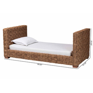 Coastal Boho Handwoven Seagrass Daybed <b>Twin</b> Size <b>Bed</b> <b>Frame</b> with Intricate Basketweave Design - Product Image 4