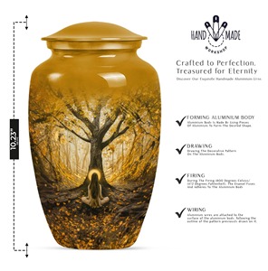 Black Cremation <b>Urn</b> with Silver Floral Design Decorative <b>Large</b> <b>Urn</b> for Adult Ashes Durable Memorial <b>Urn</b> For Human Ashes - Product Image 5