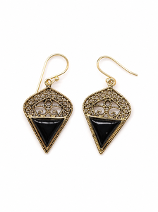 Pendientes de Latón con Ónix Negro Natural, Pendientes Colgantes Hechos a Mano con Piedras Preciosas, Joyería al por Mayor - Product Image 2