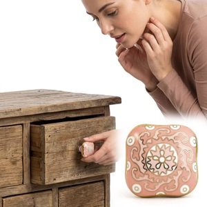 Moroccan Pink Ceramic Knobs Hot Sale <b>Gold</b> Work Flower Hexagon <b>Drawer</b> Cabinet Handle <b>Pulls</b> Bedroom Kitchen Dresser Dining - Product Image 6