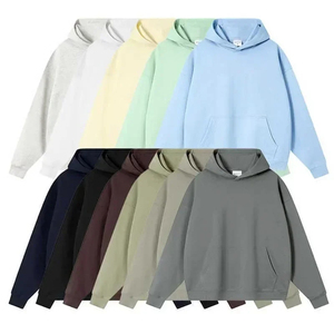 Sweat-shirt à capuche en coton tissé de haute qualité pour homme, 380 GSM, coupe oversize, en tissu éponge, couleur unie, style streetwear, collection automne-hiver - Product Image 1