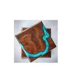 Trending Square <b>Resin</b> Wood Joint Coaster Handmade Eco-Friendly Reusable <b>Table</b> <b>Top</b> Coaster High Quality Mats & Pads Coasters - Product Image 5