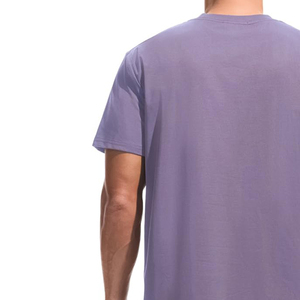 T-shirt décontracté pour homme, violet, à manches courtes, col rond, coupe classique, couleur unie, 100 % coton jersey tricoté, teint uni - Product Image 4