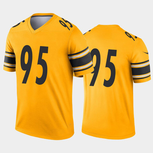 Maillot de football américain en polyester intégral, séchage rapide, respirant, col en V, personnalisez votre nom, uniforme d'équipe surdimensionné avec empiècements - Product Image 1