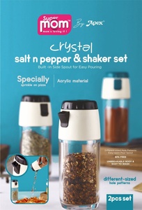 Ensemble de 2 salières et poivrières en cristal Anax, distributeur d'assaisonnements en acrylique, bouteille avec bec verseur facile, récipient à condiments de cuisine - Product Image 2