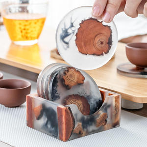 Creative High Quality Eco-Friendly Resin Wood Coasters Classic Style Housewarming Gift for New House Apartment <b>Bar</b> Coasters - Product Image 1