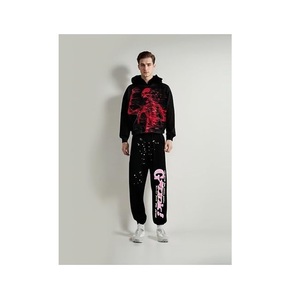 Sudadera con Capucha Estilo Y2K, Diseño Gótico Informal con Estampado de Letras y Calaveras, Sudadera de Moda para Hombre - Product Image 3
