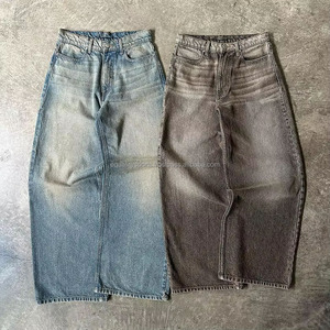 Jeans baggy vintage personnalisables de haute qualité pour hommes, style streetwear, denim délavé, style Y2K hip-hop, unisexe - Product Image 2