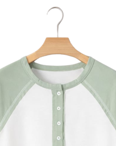 Women <b>White</b> Mint Green Raglan Sleeve Henley T Shirt Cotton Blend Short Sleeve Casual Summer Top Comfortable Lightweight <b>Tee</b> Wear - Product Image 5