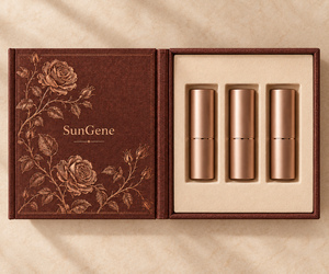 Boîte d'emballage cosmétique personnalisée en bois de rose, style livre, pour trio de rouges à lèvres - Product Image 2