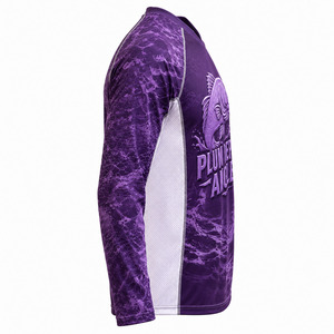 เสื้อเจอร์ซีย์ตกปลาสำหรับผู้ชายแบบกำหนดเอง แขนยาว สีม่วงพลัมเข้ม ป้องกันรังสียูวี แห้งเร็ว ผลิตจากโพลีเอสเตอร์ตาข่าย - Product Image 3