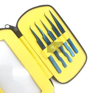 แหนบแยกขนตาสแตนเลสแบบแข็ง45องศาใช้จุดสีฟ้าออกแบบโลโก้ได้อย่างยั่งยืน - Product Image 5