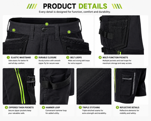 <b>Work</b> <b>Cargo</b> Shorts Comfort Elastic Waistband Breathable Quick Dry Multi Pockets High Quality Polyester/Cotton Men Knee Length - Product Image 3