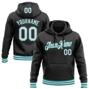 Sudadera con Capucha Deportiva Negra y Verde Azulado, Diseño Nuevo, Personalizada y Cosida, Venta al Por Mayor Directa de Fábrica - Product Image 1