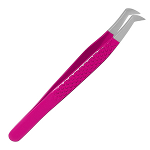 Pince à cils en acier inoxydable en forme de L avec logo personnalisé, couleur rose, pointe lisse, conception pour isolation de volume pour extensions de cils, fournitures OEM - Product Image 6