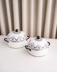 Casserole en émail avec couvercle, double poignée, pour soupes et ragoûts, antiadhésive, ustensile de cuisine pour usage domestique - Product Image 4