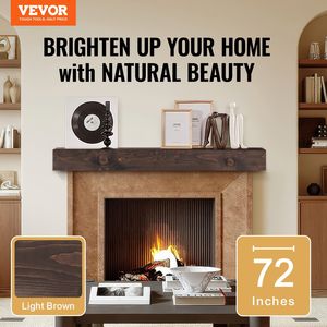 Mensola per Caminetto in Legno Naturale 183 x 20 x 13 cm, Capacità di Carico 22 kg, Mensola Galleggiante da Parete Stile Rustico - Product Image 2