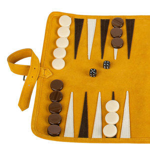Sac de rangement de voyage pour jeu de dés enroulable en cuir PU jaune carré moulé avec boîte - Product Image 4