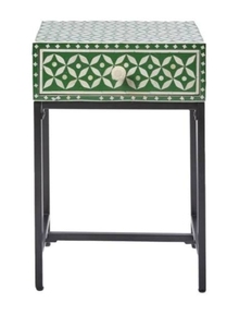 Geometric Bone Inlay <b>Side</b> <b>Table</b> Mosaic End <b>Table</b> Drum Accent <b>Table</b> for Living Room Modern Home Decor - Product Image 4