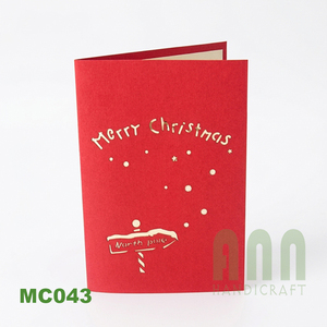 ANN HANDICRAFT, Tarjetas de Invitación Navideñas de Papel Cortado con Láser, Estilo Pop-Up 3D de Santa Claus Pescando, Hechas a Mano en Vietnam - Product Image 3