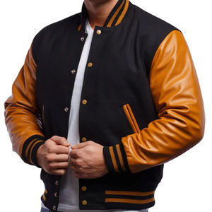 Veste de baseball personnalisée en cuir et laine pour homme, style vintage, avec manches en cuir, pour l'hiver - Product Image 1