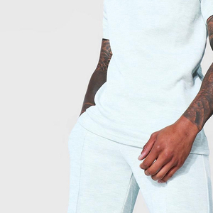 OEM 2 Color Streetwear Solid Casual T-Shirt Shorts <b>Set</b> Crew Neck Short Sleeve Midweight 100% Cotton Men's Summer <b>Set</b> - Product Image 5