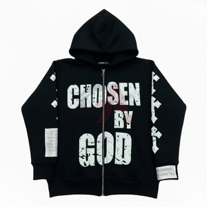 Sudadera con capucha para hombre OEM personalizada, con lavado ácido, 100% algodón, forro polar, con cremallera, estampada, estilo urbano, novedad 2026 - Product Image 1