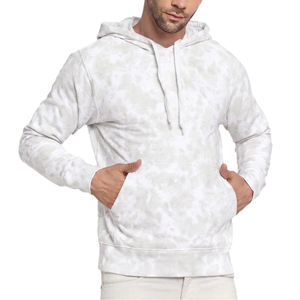 Sweat-shirt à capuche tie-dye pour homme, coupe classique, en molleton bouclette, manches longues, motif violet et blanc, idéal pour l'automne - Product Image 2