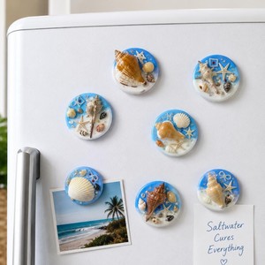 Aimants de réfrigérateur personnalisés, décor de cuisine nautique, nouvelle conception, coquillages, aimants pour réfrigérateur sur mesure - Product Image 1