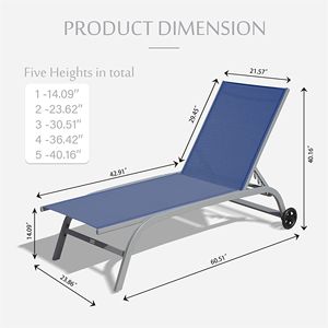 Set di 2 Lettini Prendisole Regolabili da Esterno con Ruote a 5 Posizioni per Piscina e Uso Esterno - Product Image 5