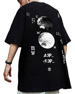 T-shirt personnalisé de haute qualité, 100 % polyester tricoté, coupe ample, épaules tombantes, manches courtes, respirant, 300 grammes, vierge - Product Image 1